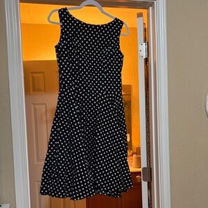 Elegant Black and White Polka Dot Midi Dress